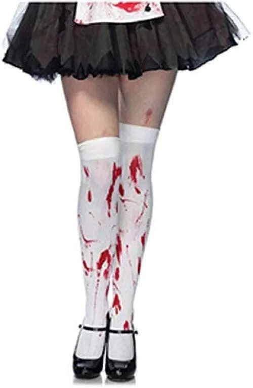 2pcs Halloween Bloody Stockings Horror Bloody Nurse High Socks Cosplay