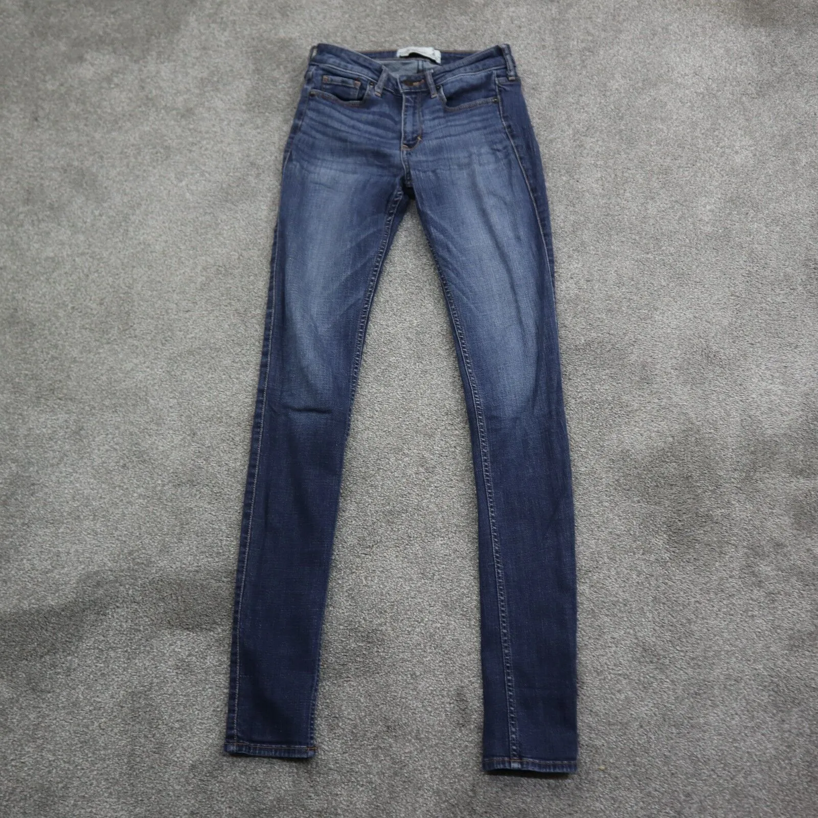 Abercrombie & Fitch Women Super Skinny Jeans Denim Stretch Mid Rise Blue Size 2