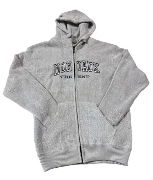 Adult Ragwear Montauk The End Embroidered Nantucket Zip-Up Hoodie in Salt 'n Pepper