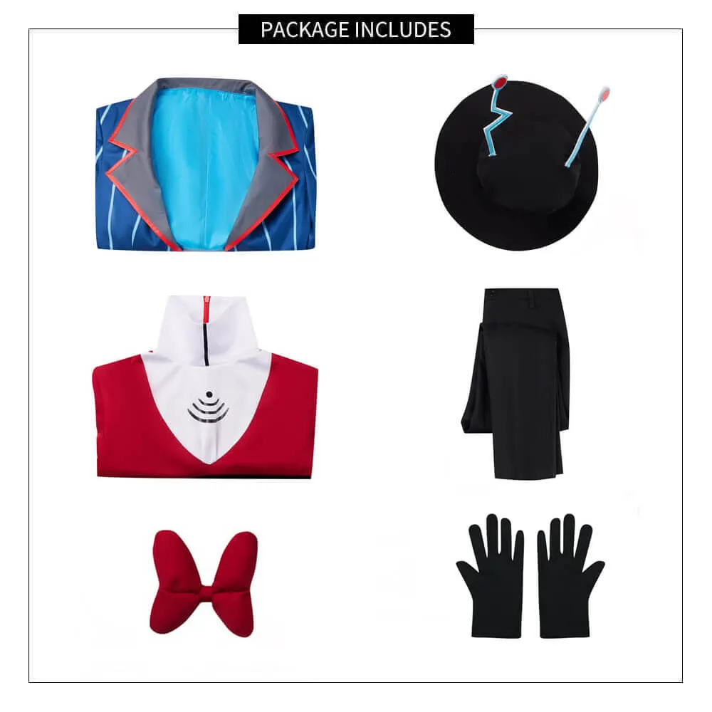 Adult Vox Costume Hazbin TV Demon Hotel Vox Cosplay Outfit Coat Pants and Accessories Full Set for Halloween