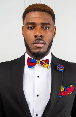 African Print Bowtie Set - Ankara Groomsmen Bowtie Set 4 Pieces - LIAM