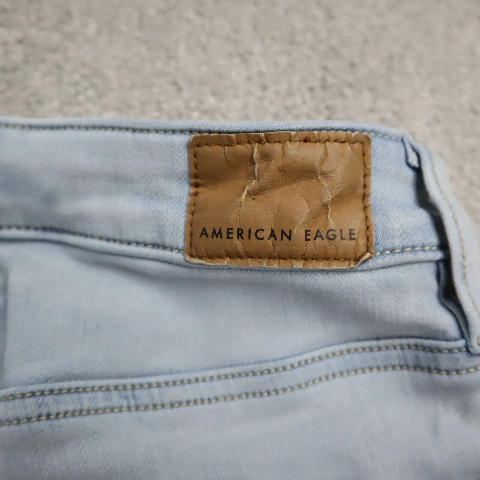 American Eagle Womens Jeans Skinny Leg Super Stretch Mid Rise Light Blue 0 Short