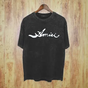 Amiri Washed Distressed T Shirt Printed Trendy Pure Cotton