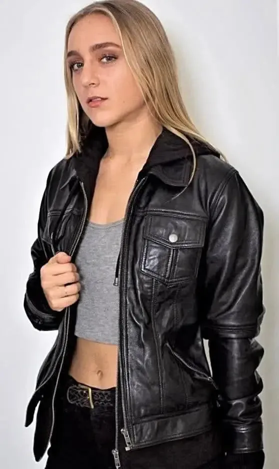 Annalize Women's Premium Leather Rebel Motorcycle Jacket