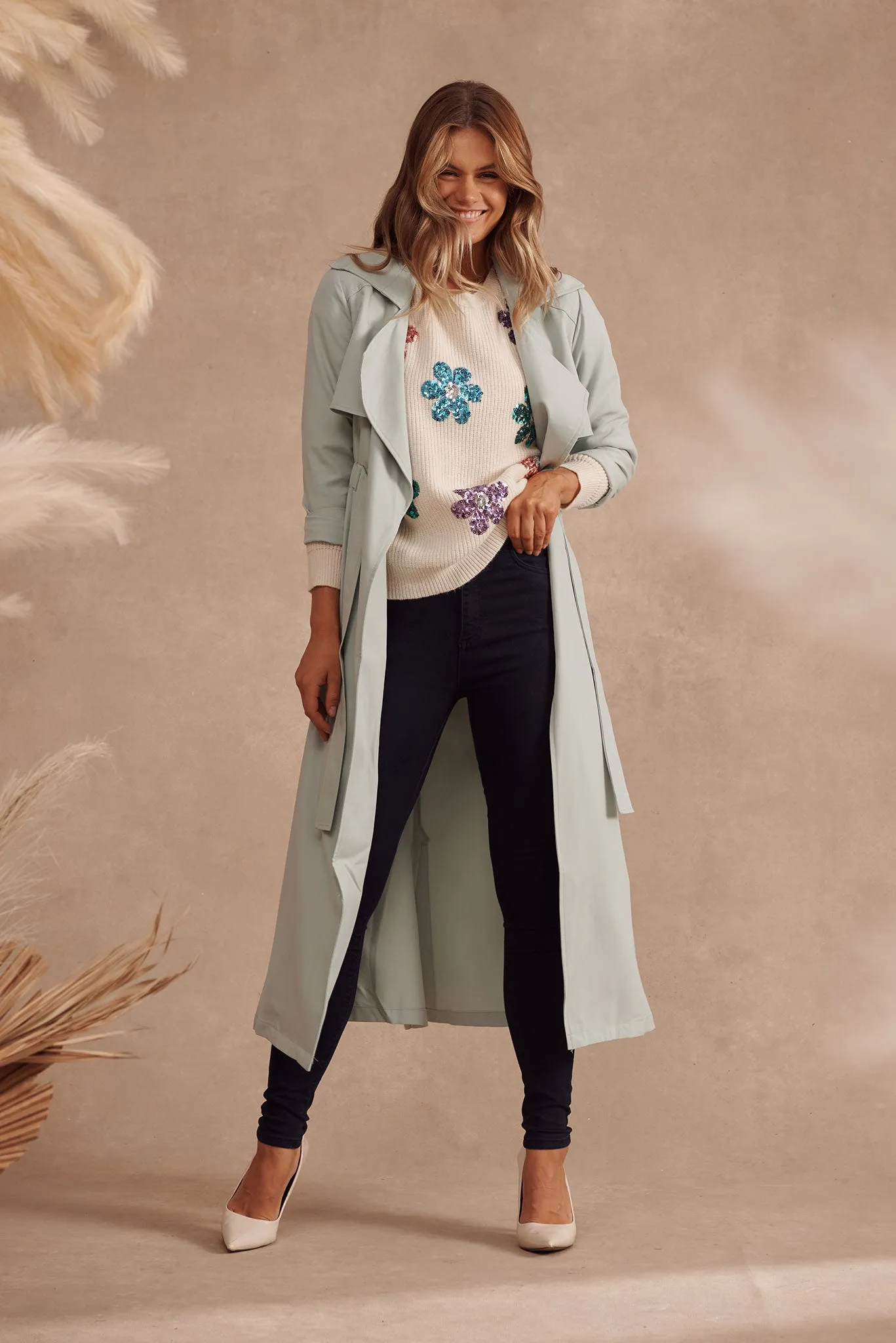 Avelana Spring Trench Coat In Mint