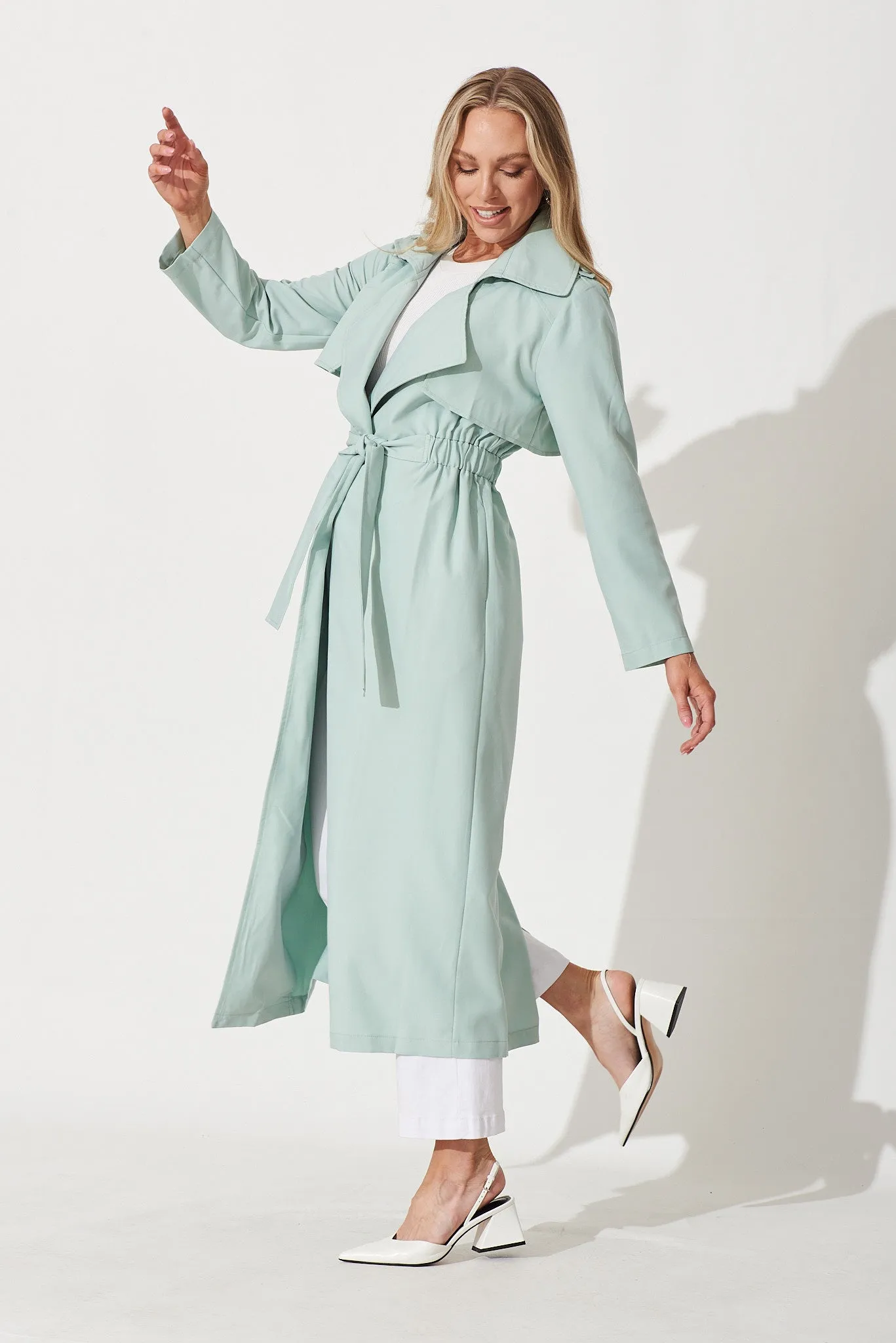 Avelana Spring Trench Coat In Mint