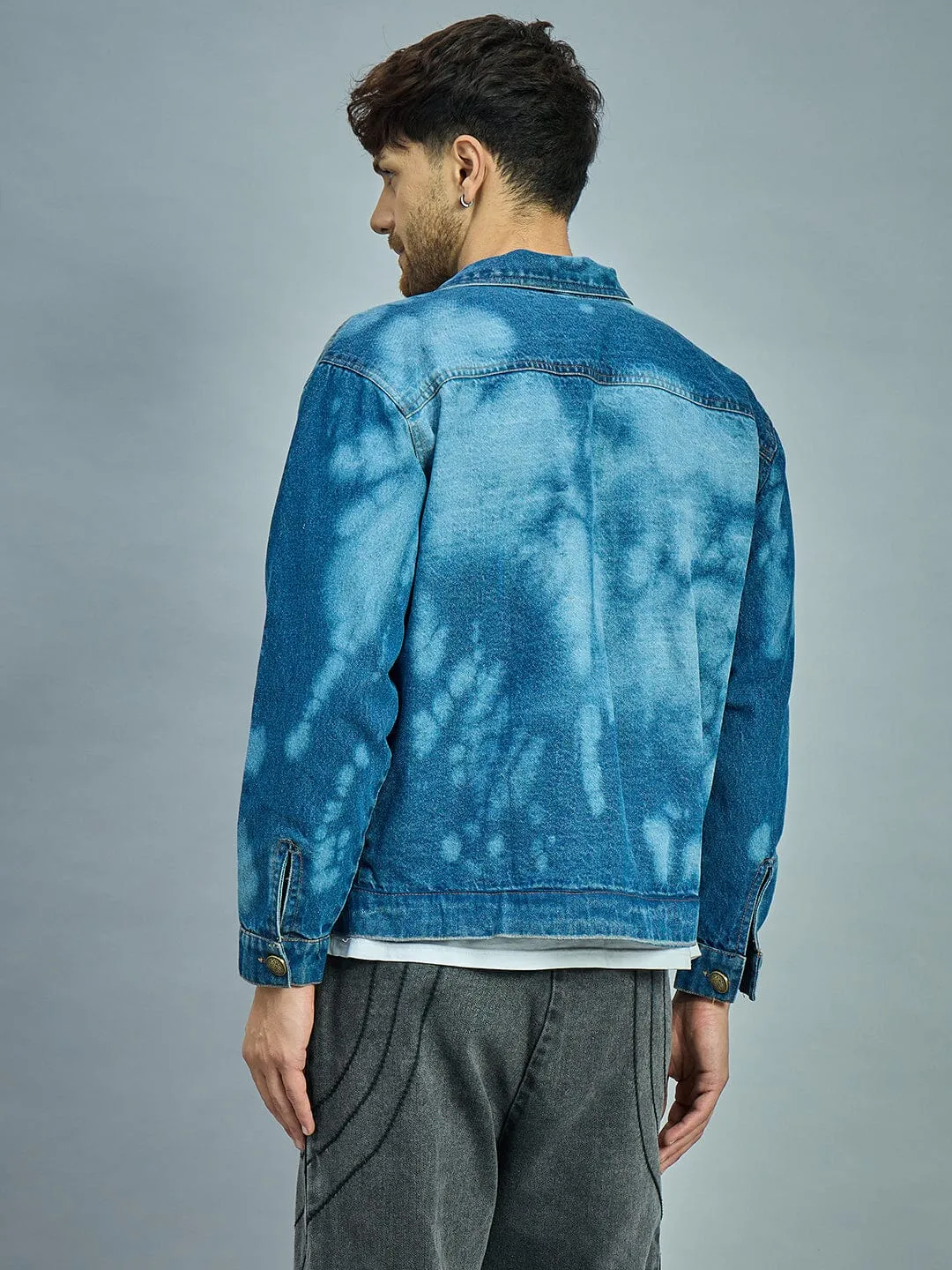 Bleach Washed Cropped Denim Jacket