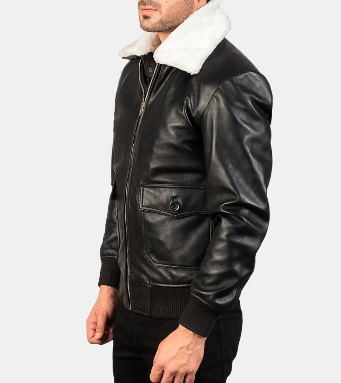 Bledsoe Men's Black Bomber Shearling Leather Jacket