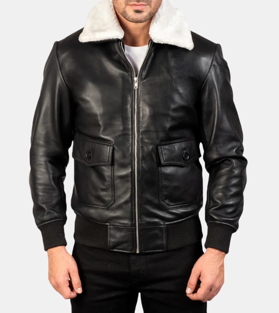 Bledsoe Men's Black Bomber Shearling Leather Jacket