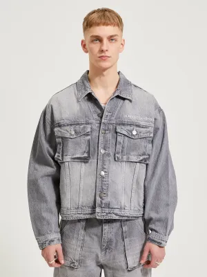 BOXY DENIM JACKET WASHED GREY