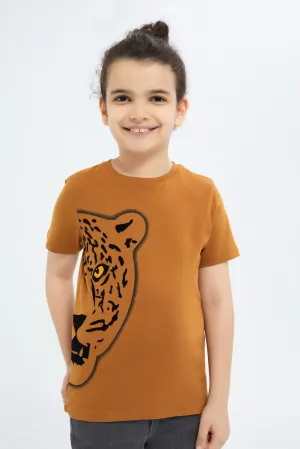 Boys Mustard Printed T-Shirt