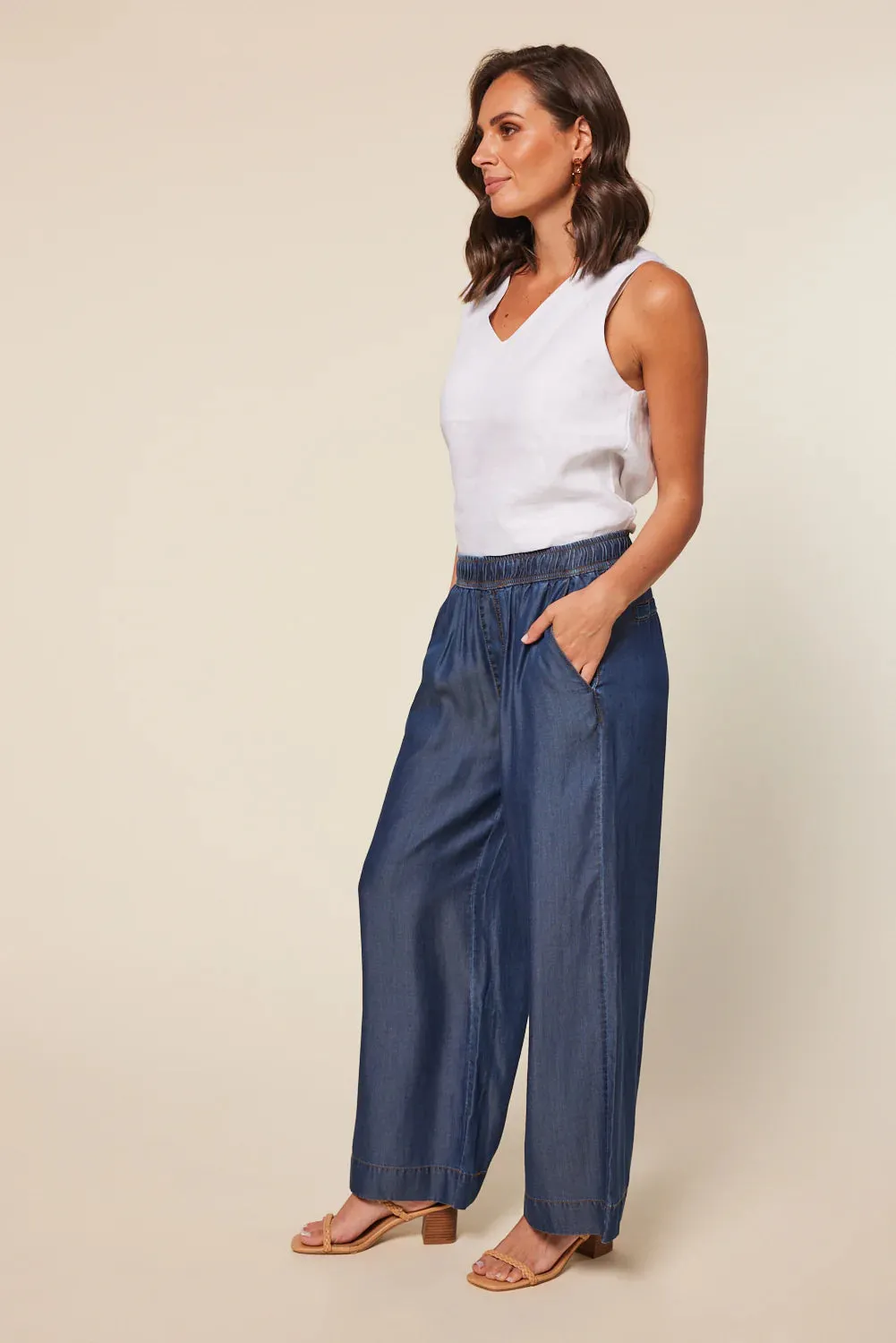 Breezy Relaxed Tencel Pant (Mid Wash)