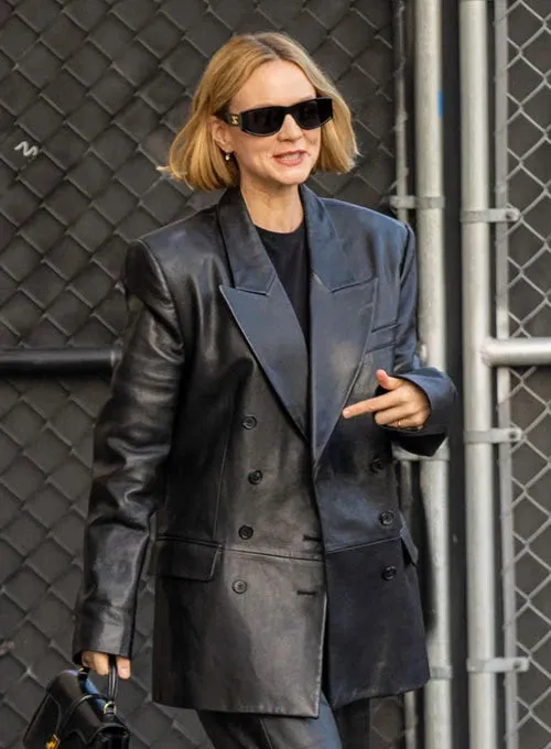 CAREY MULLIGAN LEATHER TRENCH COAT