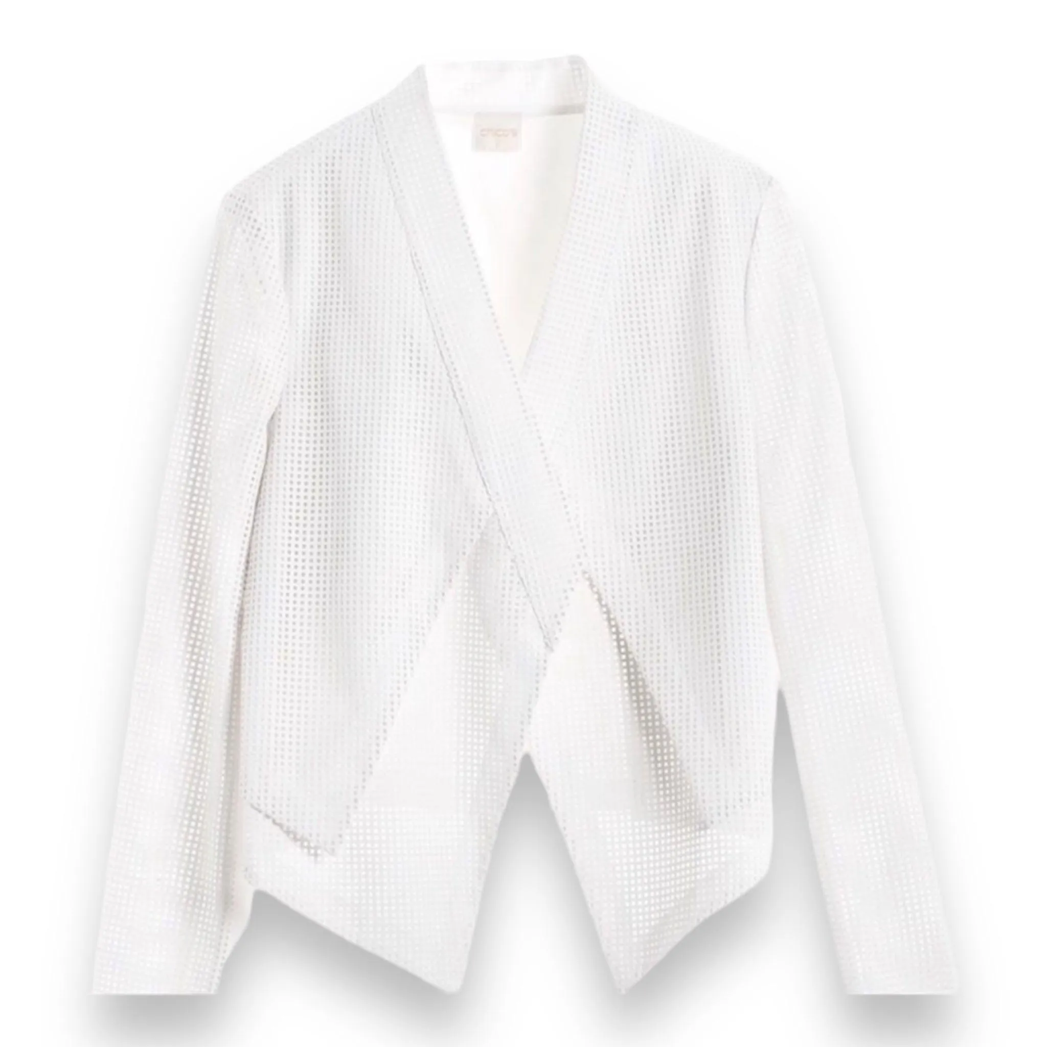 Chic Off White Faux-Leather Blazer