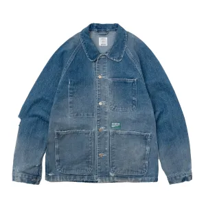 Crutch Chore Coat  Distressed - Washed Indigo