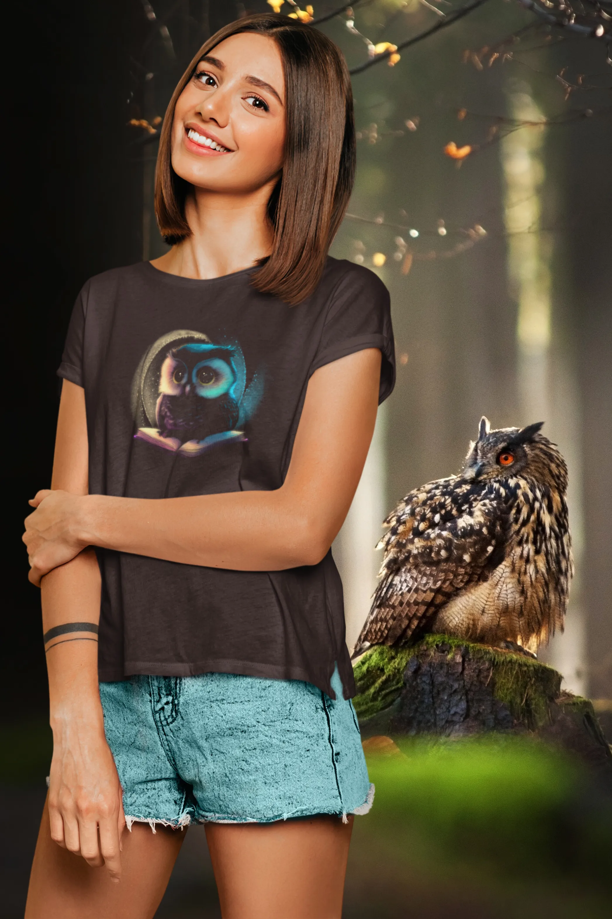 Cute Owl Printed T-shirt for women