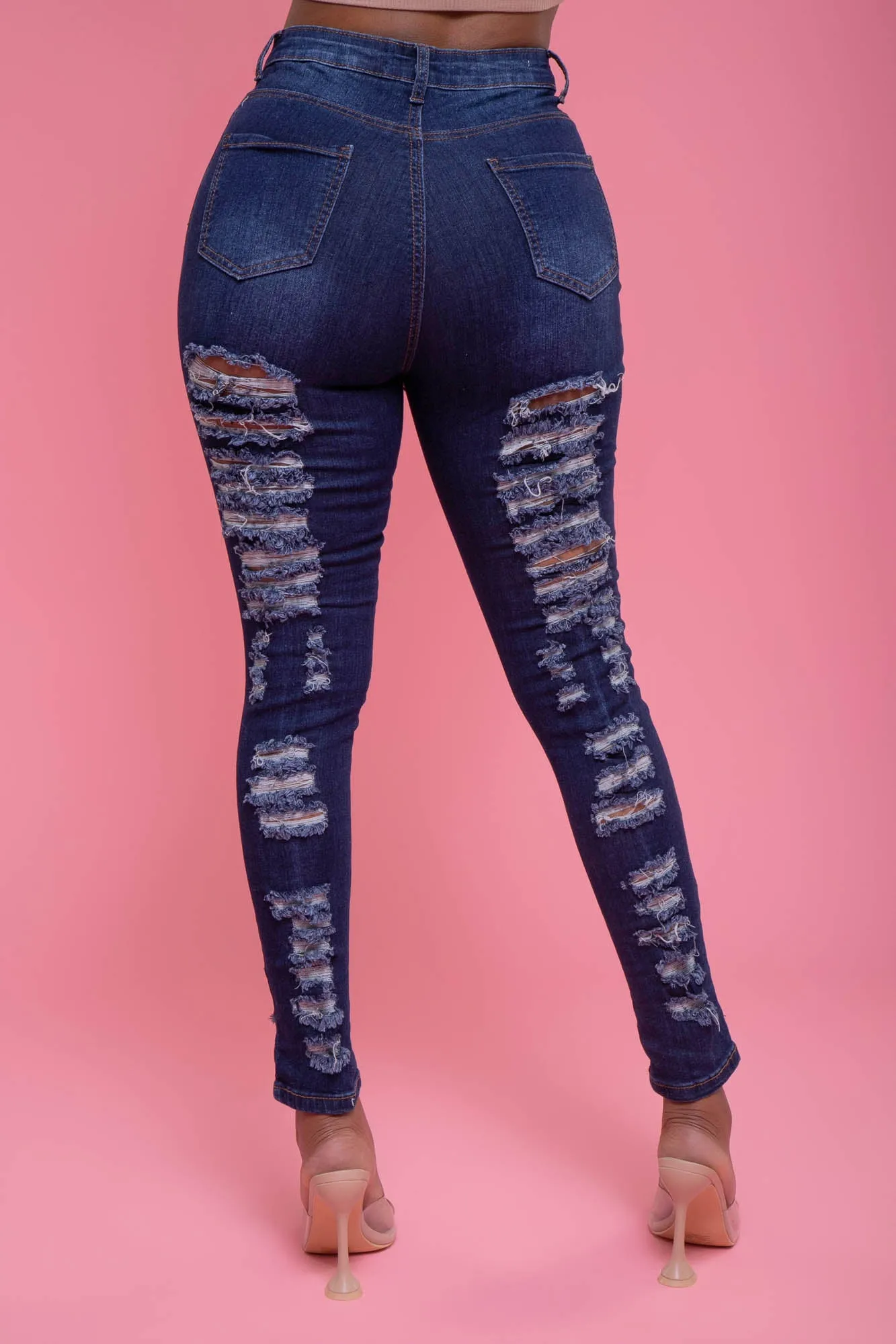 Down For You Hourglass High Rise Distressed Stretchy Jeans - Dark Wash