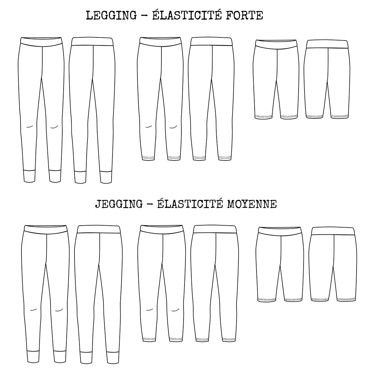 Duo for woman and kid SEATTLE legging and jegging - paper sewing pattern