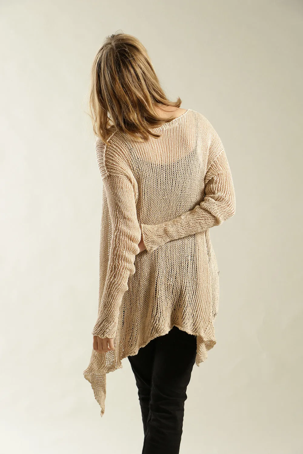 Dusty Blush Nude Cotton and Bamboo handmade Cardigan with buttons - Prevo