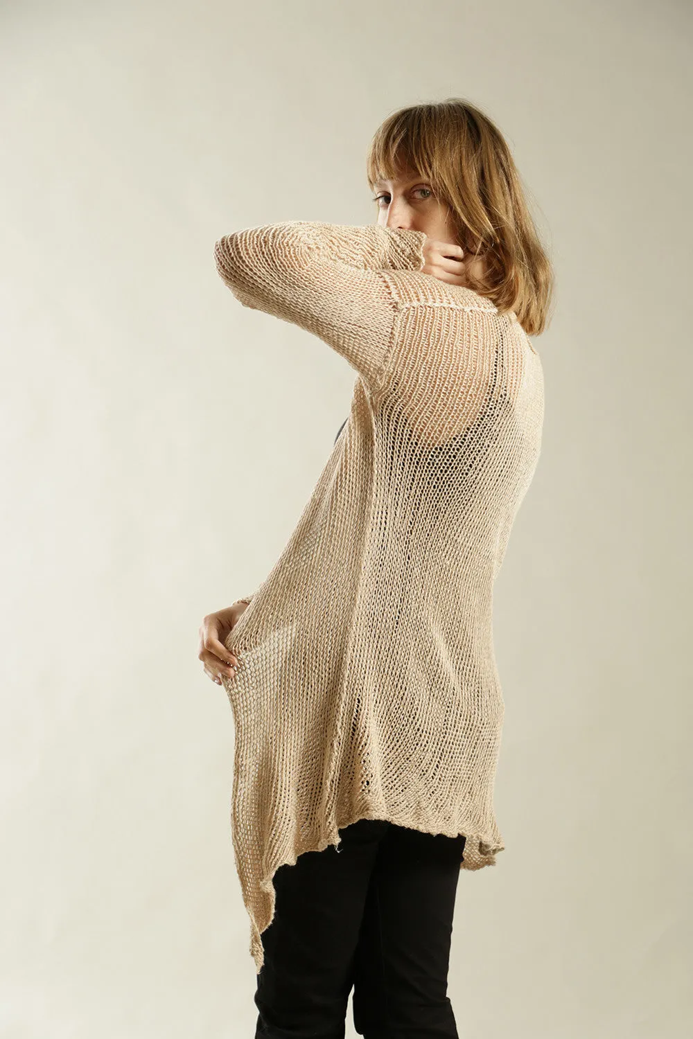 Dusty Blush Nude Cotton and Bamboo handmade Cardigan with buttons - Prevo