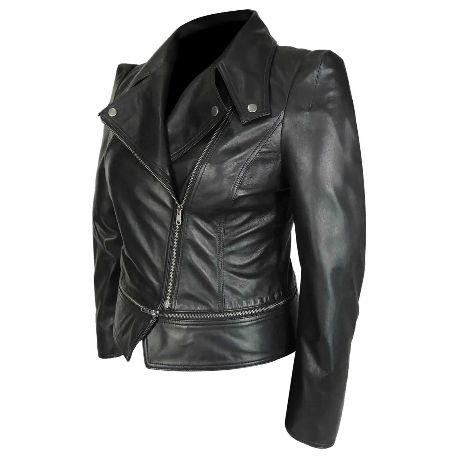 Edgy Asymmetrical Leather Jacket for the Modern Woman