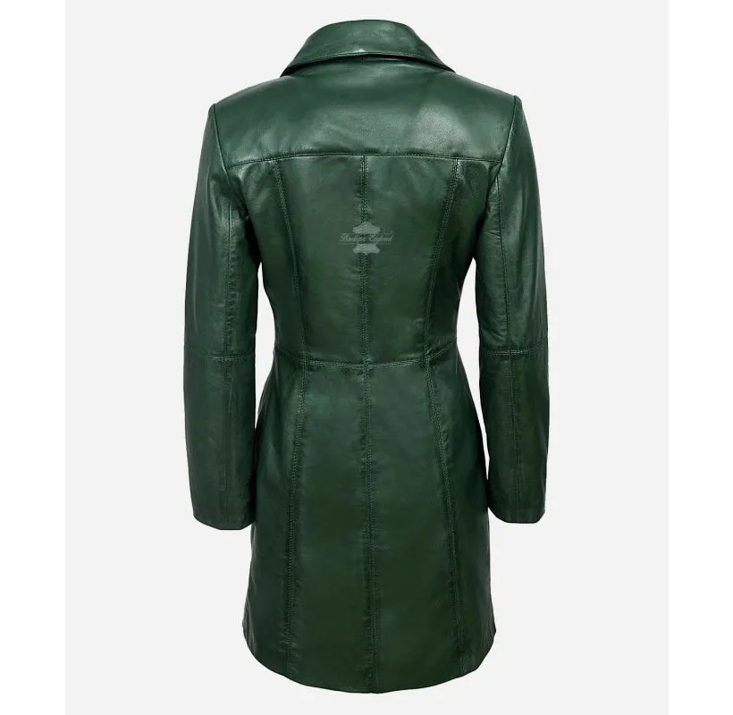 ELEGANT WOMEN'S TRENCH COAT CLASSIC LEATHER 3/4 Formal COAT Jacket