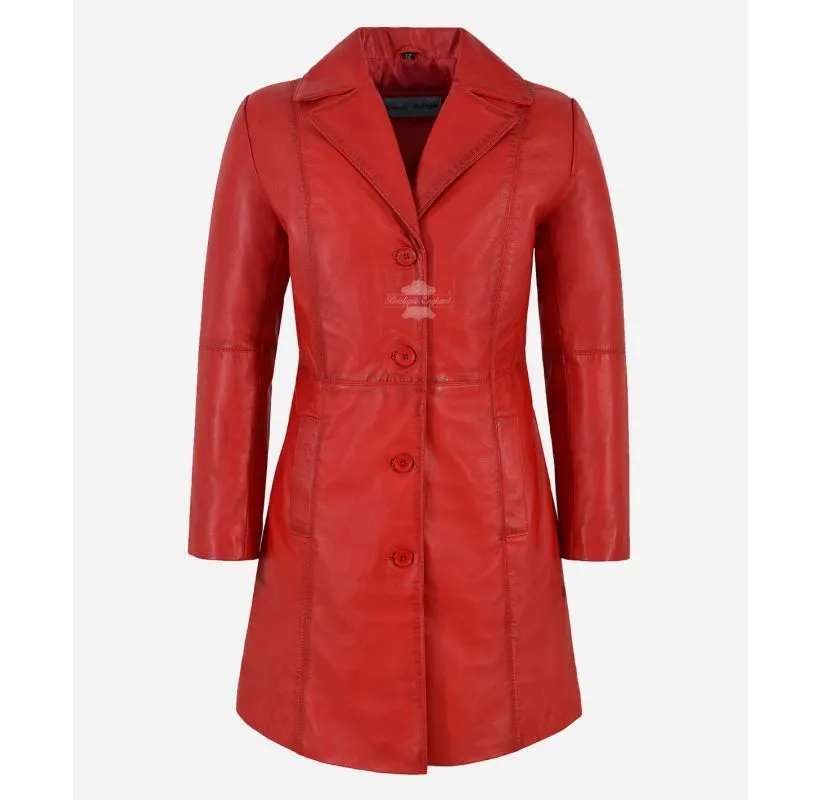 ELEGANT WOMEN'S TRENCH COAT CLASSIC LEATHER 3/4 Formal COAT Jacket