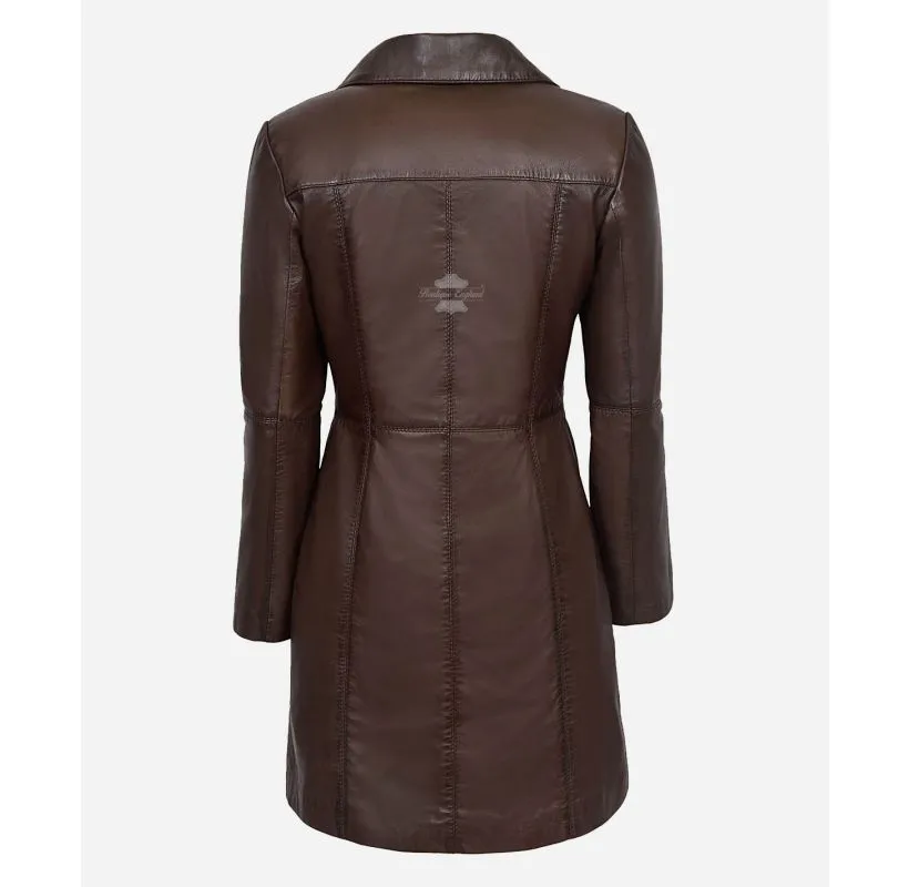 ELEGANT WOMEN'S TRENCH COAT CLASSIC LEATHER 3/4 Formal COAT Jacket