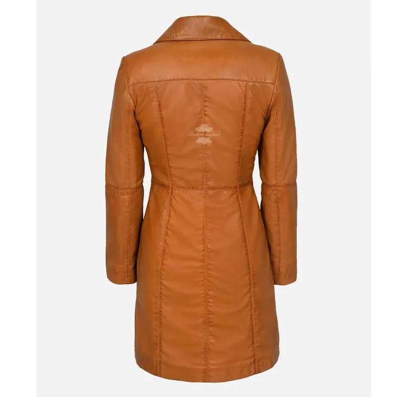 ELEGANT WOMEN'S TRENCH COAT CLASSIC LEATHER 3/4 Formal COAT Jacket