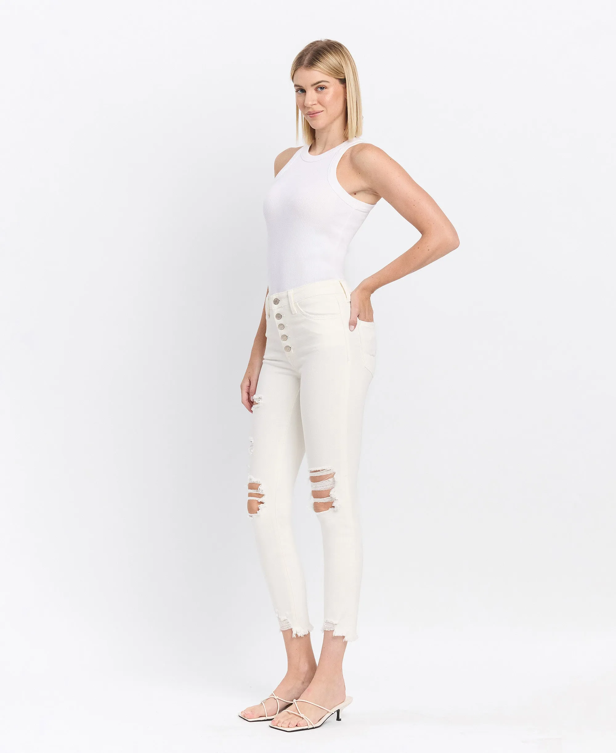 Exhilaration - High Rise Button Up Skinny Jeans