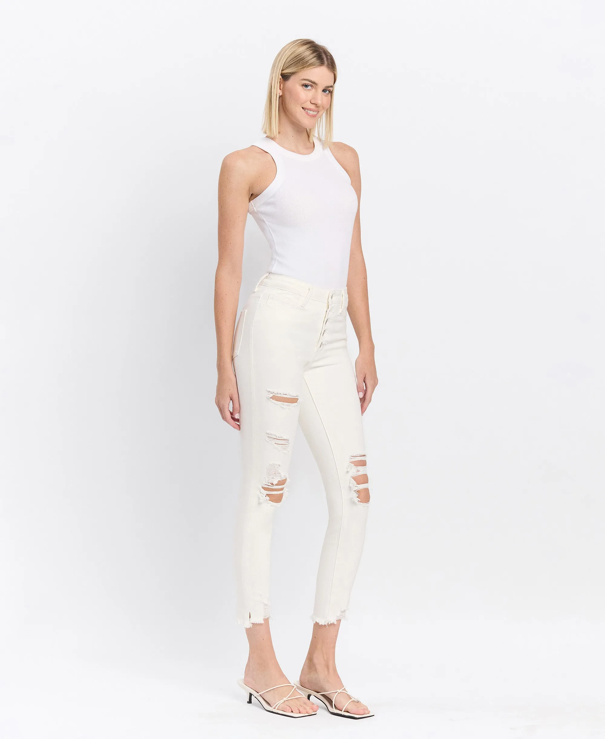 Exhilaration - High Rise Button Up Skinny Jeans