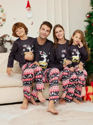 Family Matching Pajama Sets with Reindeer Elk for Thanksgiving & Christmas