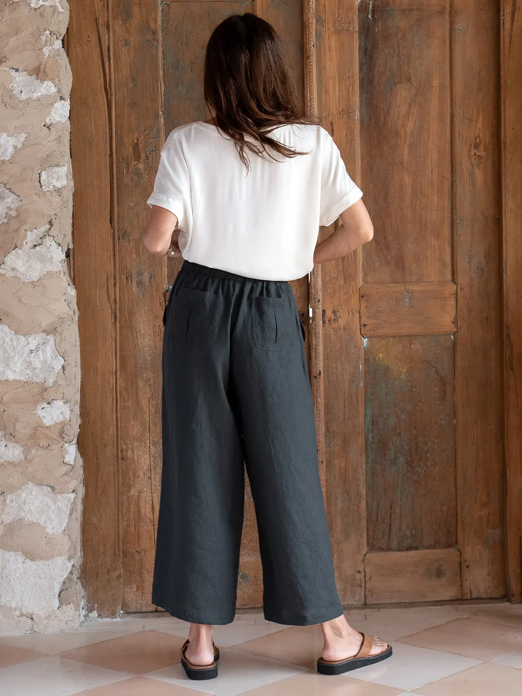 Gaia Linen Pants Charcoal