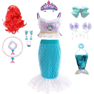 Halloween cosplay costumes Enchanting Mermaid Costume for Girls Carnival birthday party stage performance dress Sparkling Seashell Princess Dress