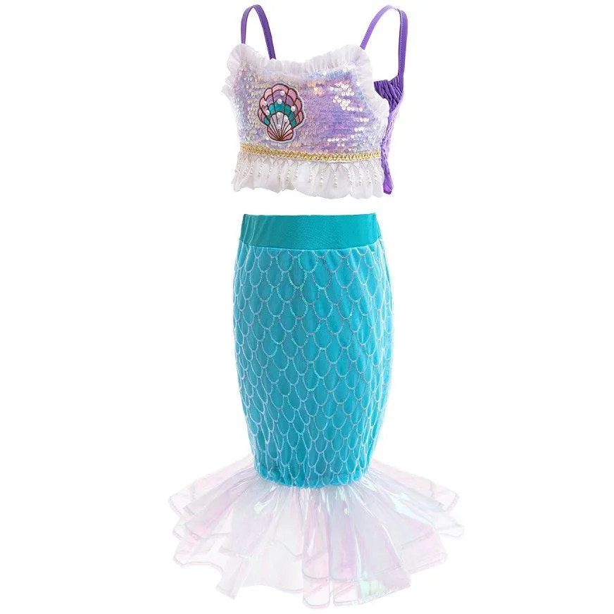 Halloween cosplay costumes Enchanting Mermaid Costume for Girls Carnival birthday party stage performance dress Sparkling Seashell Princess Dress