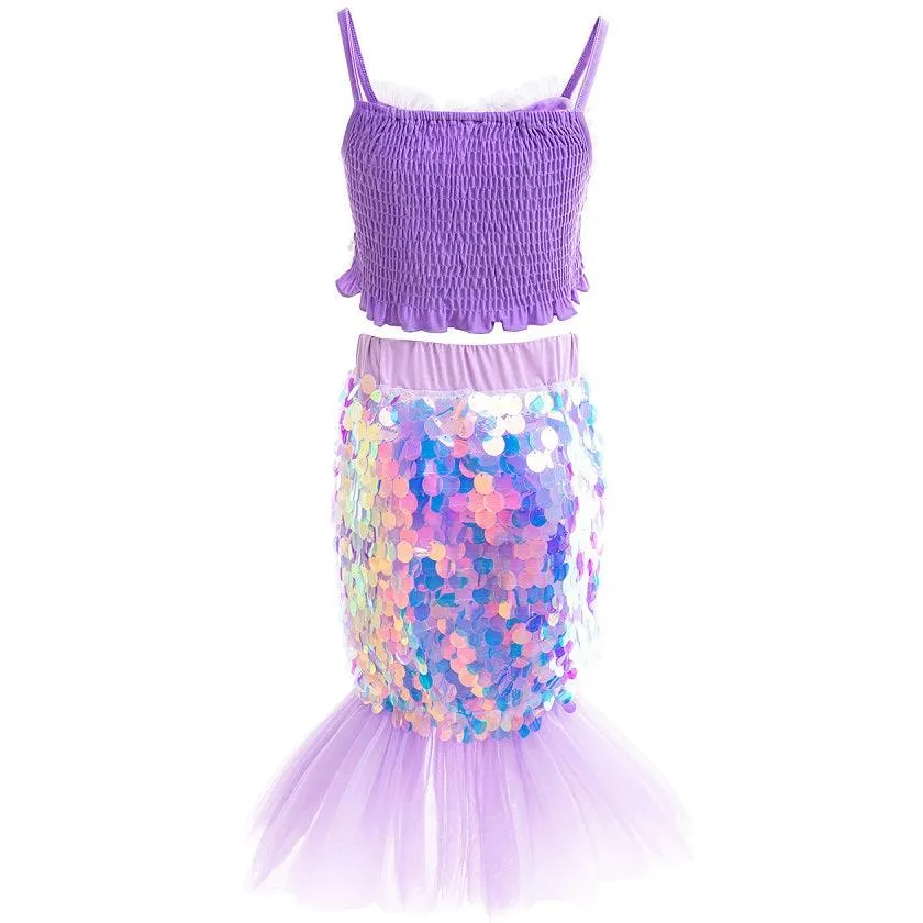 Halloween cosplay costumes Mermaid Princess Dress Set Halloween cosplay costumes Girls' noble and elegant princess dress with sequin suspenders Carnival birthday party stage performance dress