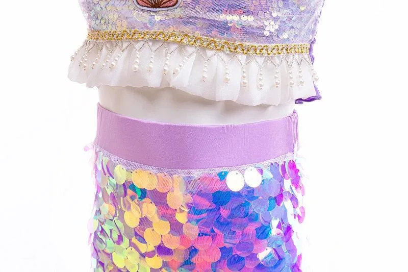 Halloween cosplay costumes Mermaid Princess Dress Set Halloween cosplay costumes Girls' noble and elegant princess dress with sequin suspenders Carnival birthday party stage performance dress