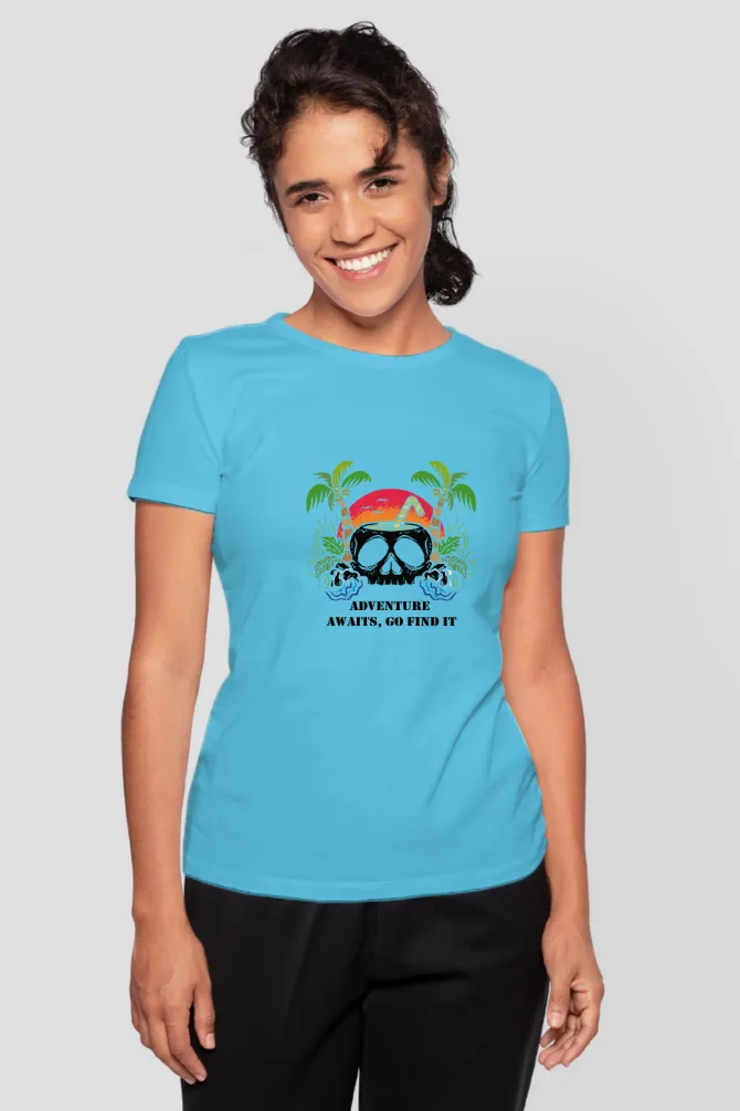 Hawaiian Beach Printed T-shirt for women