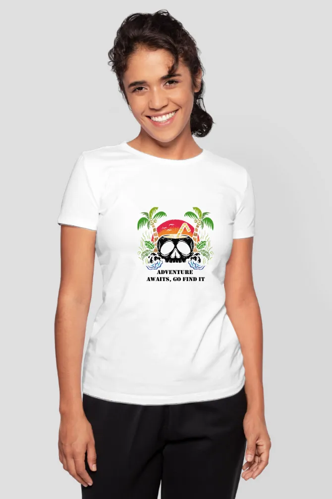 Hawaiian Beach Printed T-shirt for women