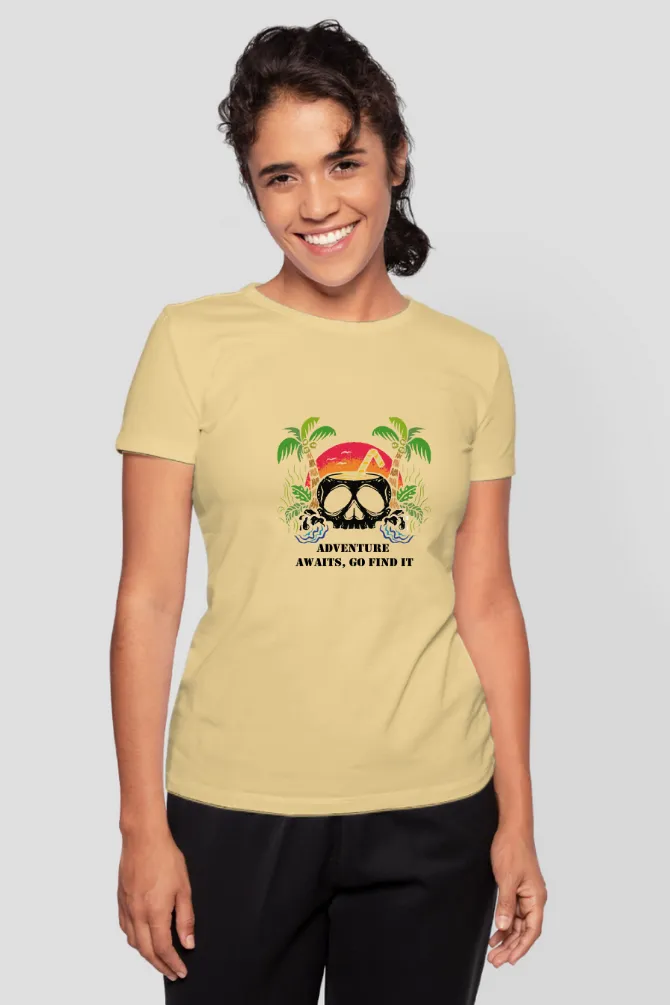 Hawaiian Beach Printed T-shirt for women