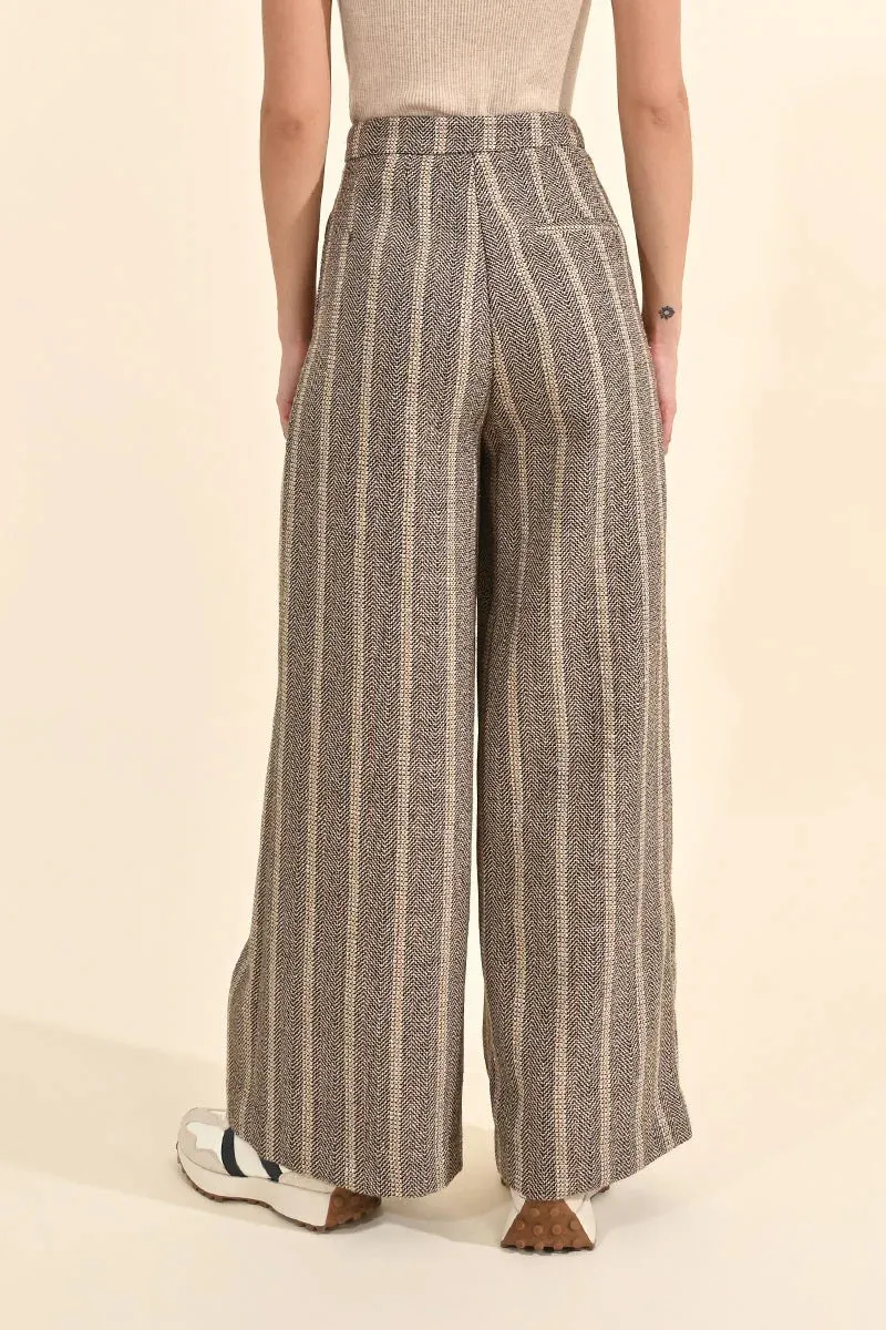 Herringbone Wide-Leg Pants