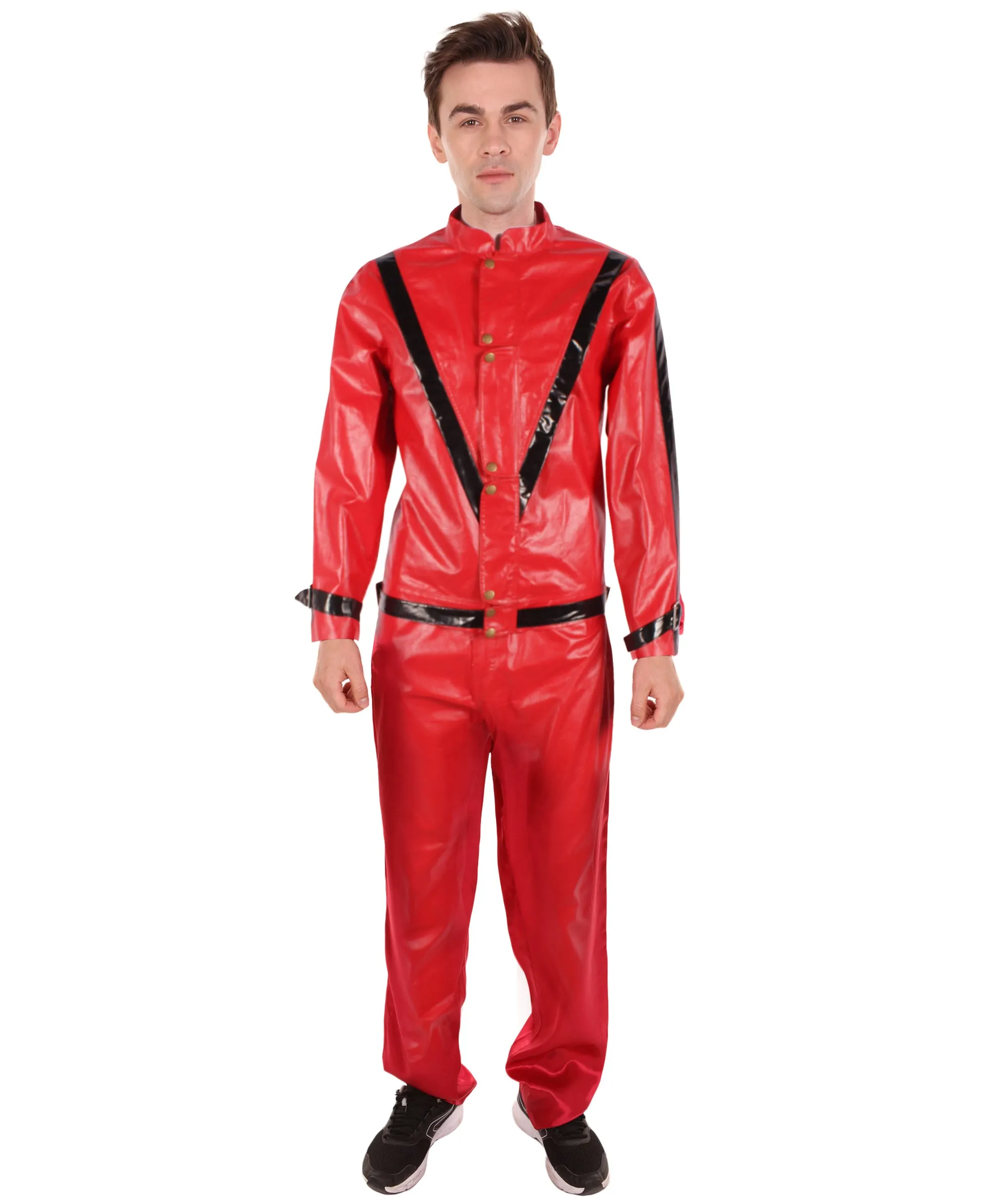 HPO Adult Men's American Singer Thriller Red Costume Jacket| Perfect for Halloween| Flame-retardant Synthetic Fabric