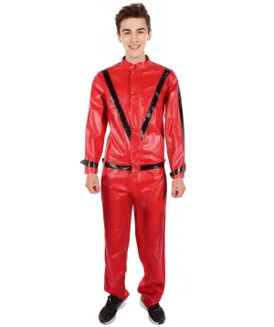 HPO Adult Men's American Singer Thriller Red Costume Jacket| Perfect for Halloween| Flame-retardant Synthetic Fabric