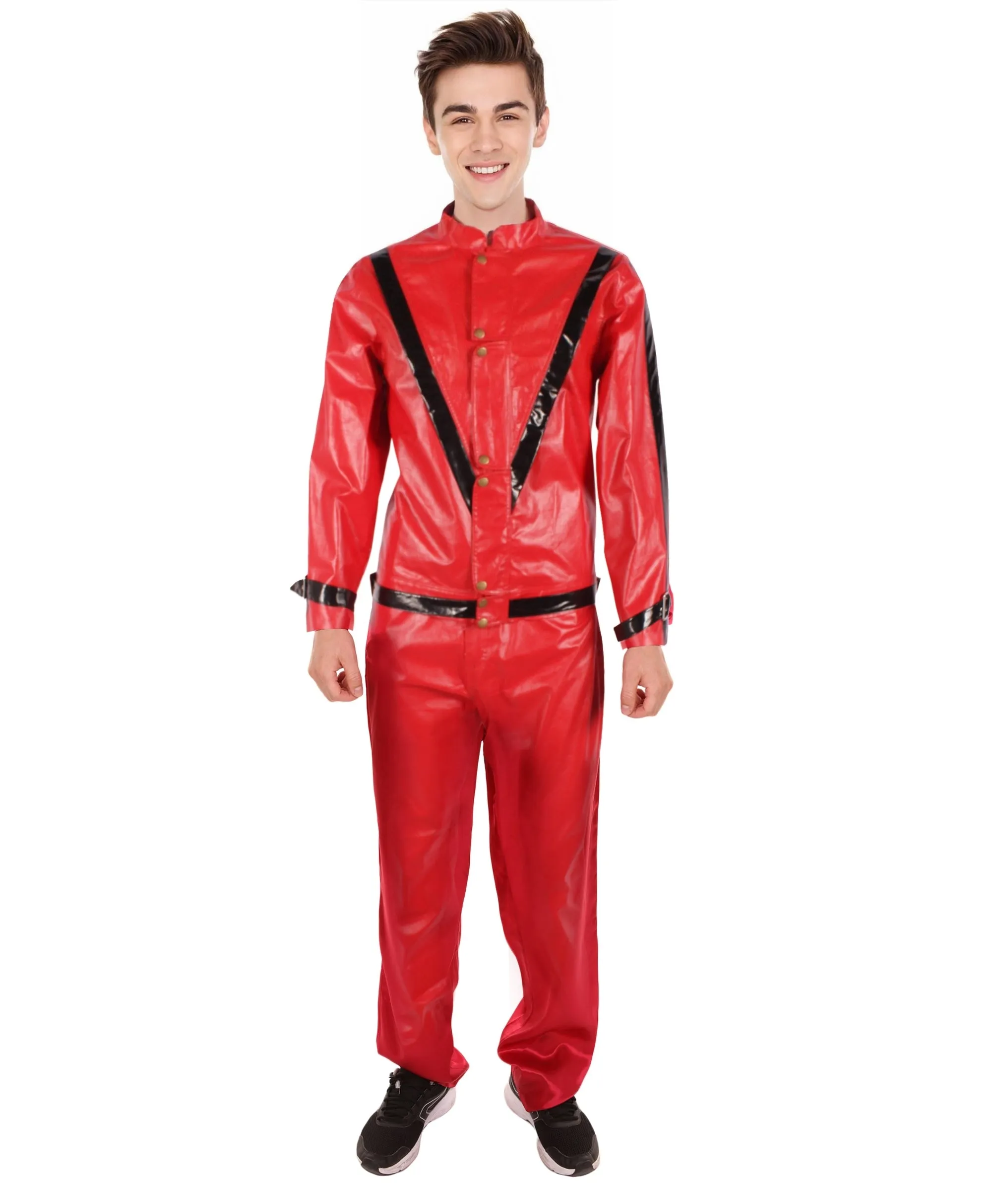 HPO Adult Men's American Singer Thriller Red Costume Jacket| Perfect for Halloween| Flame-retardant Synthetic Fabric