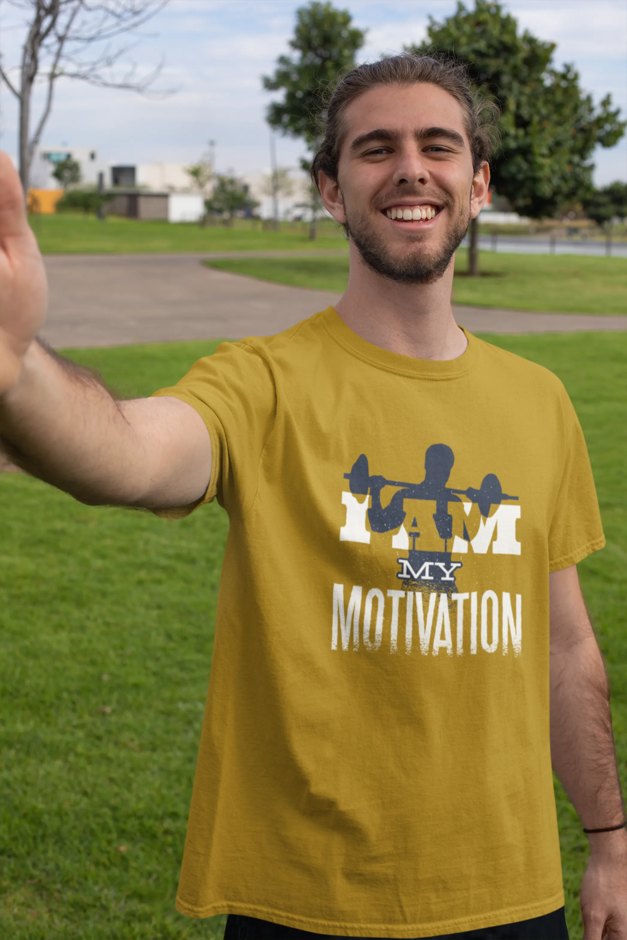 I Am My Motivation Printed Oversized T-shirt for Men