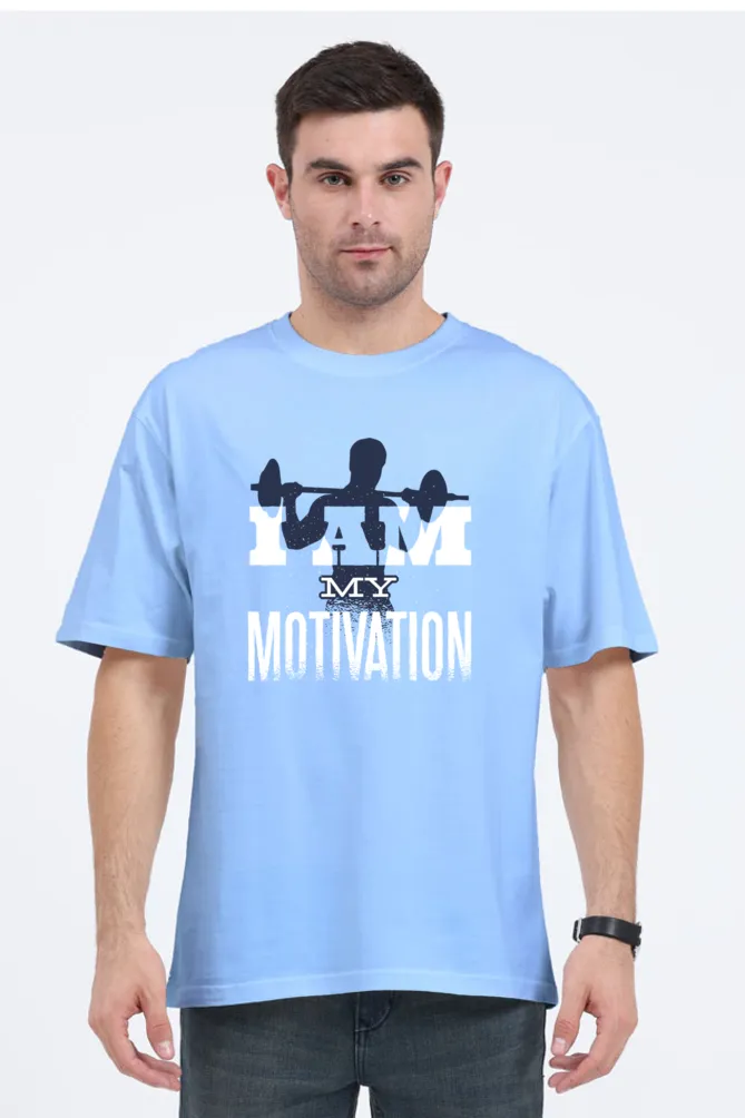 I Am My Motivation Printed Oversized T-shirt for Men