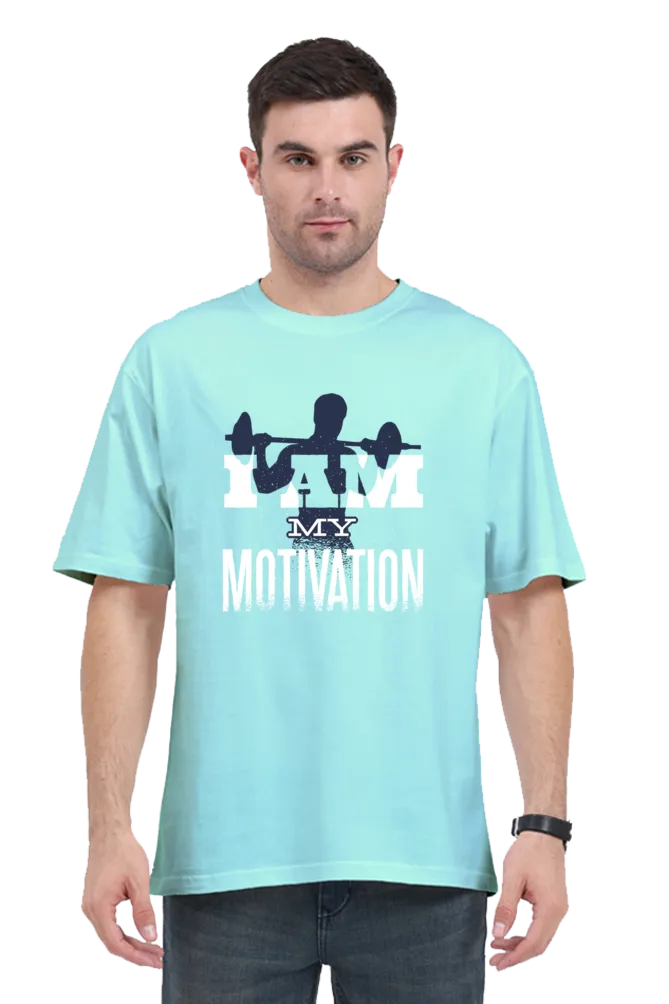 I Am My Motivation Printed Oversized T-shirt for Men