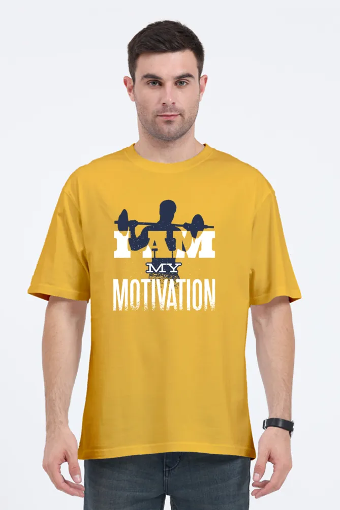 I Am My Motivation Printed Oversized T-shirt for Men