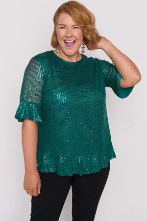 Joe Emerald Sequins Party Top