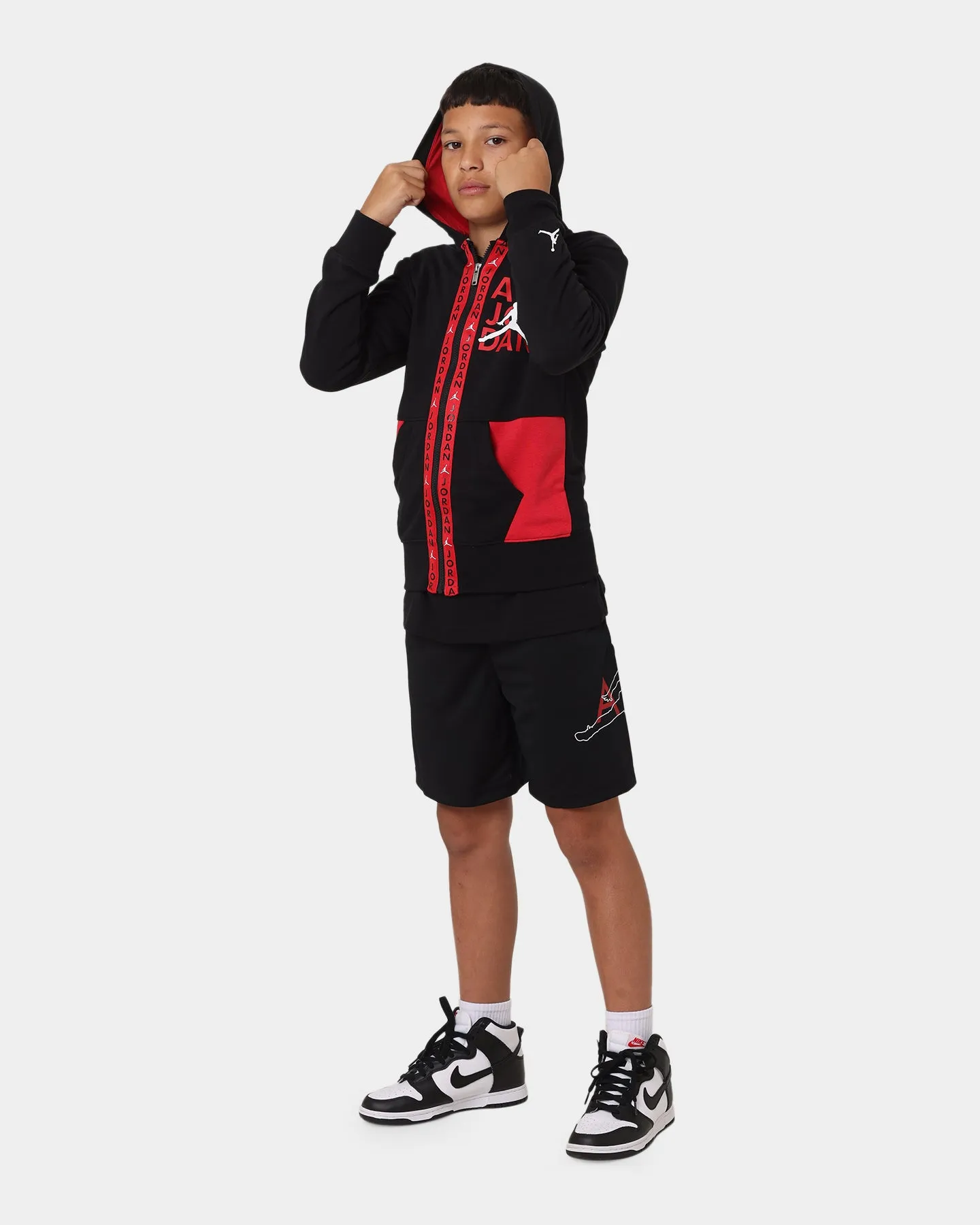 Jordan Kids' Vertical Tape Full Zip Hoodie Black